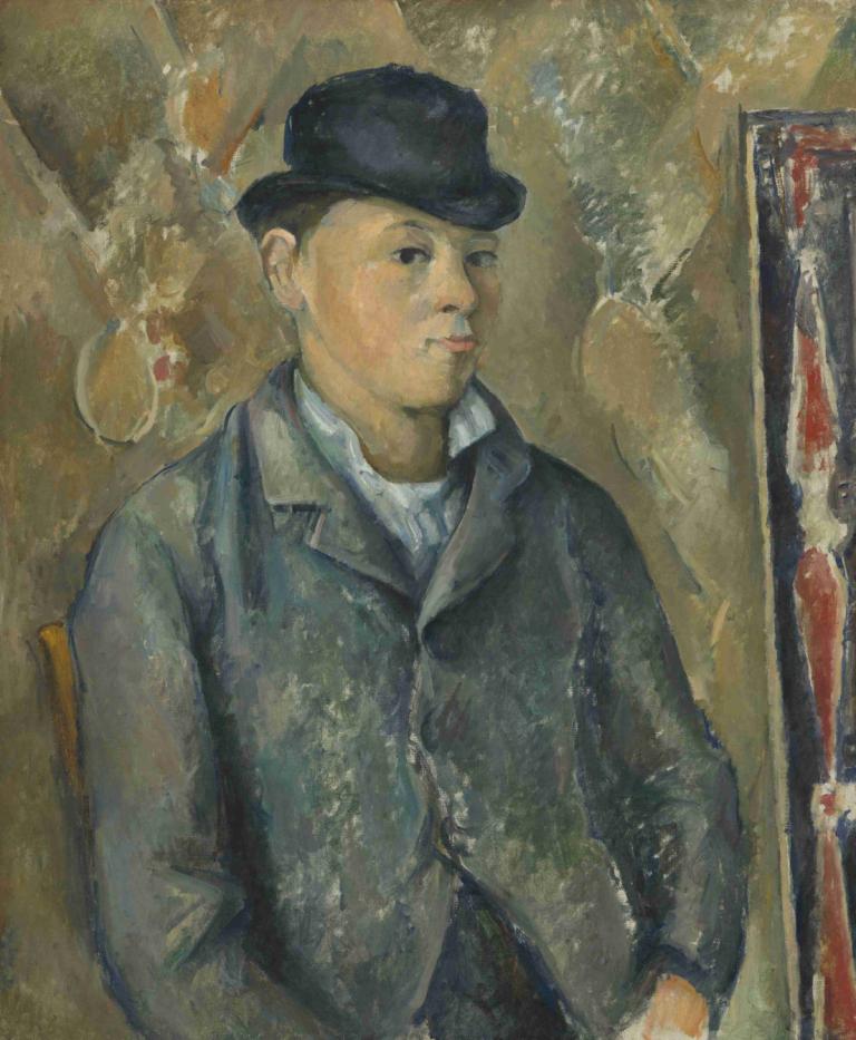 The Artist's Son,藝術家的兒子,Paul Cézanne,保羅·塞尚,油畫,油畫, 1男孩, 帽子, 獨奏, 男性焦點, 傳統媒體, 實際的, 繪畫（中）, 黑髮, 黑眼睛