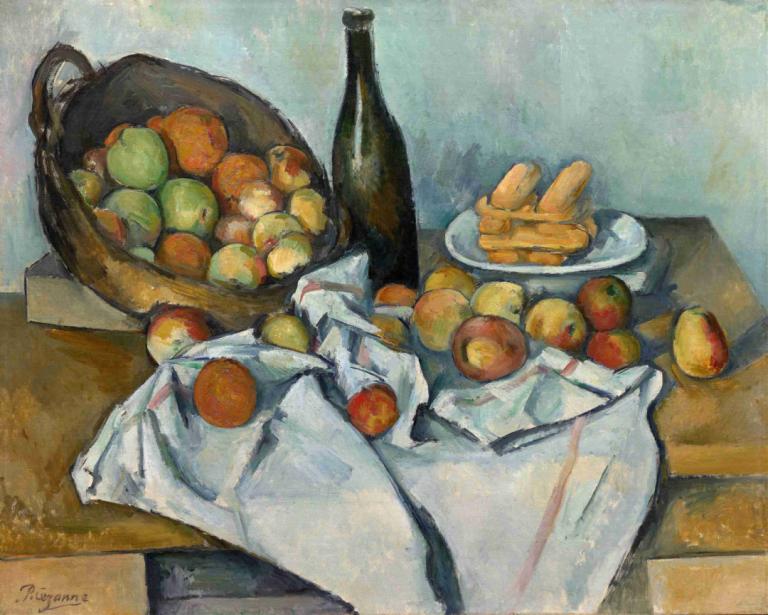 The Basket of Apples,Coșul de mere,Paul Cézanne,Pictura in ulei,Pictura in ulei, alimente, fructe