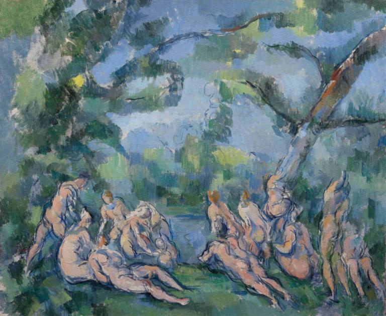 The Bathers,Băile,Paul Cézanne,Pictura in ulei,Pictura in ulei, pictura (medie), nud, natură, copac