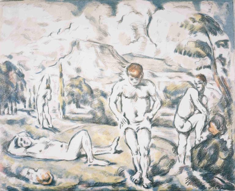 The Bathers,Băile,Paul Cézanne,Pictura in ulei,Pictura in ulei, mai multi baieti, parodie artistică, nud