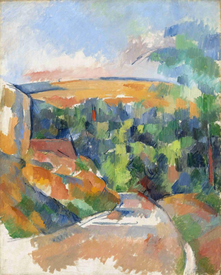 The Bend in the Road,Cotul din drum,Paul Cézanne,Pictura in ulei,Pictura in ulei, nici oameni, în aer liber