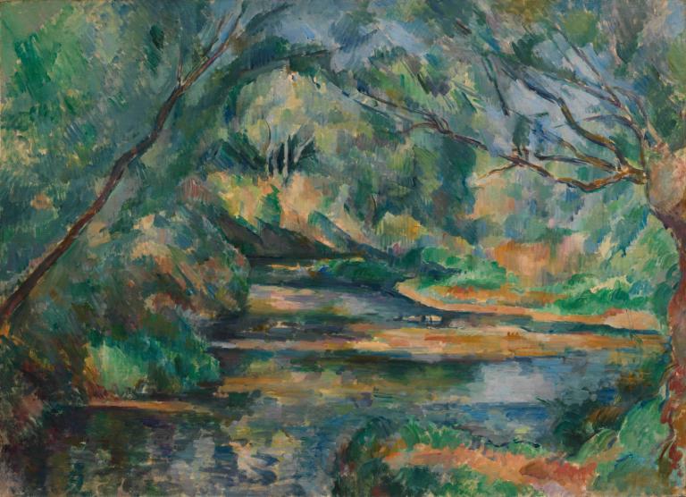 The Brook,Pârâul,Paul Cézanne,Pictura in ulei,Pictura in ulei, nici oameni, copac, decor, în aer liber