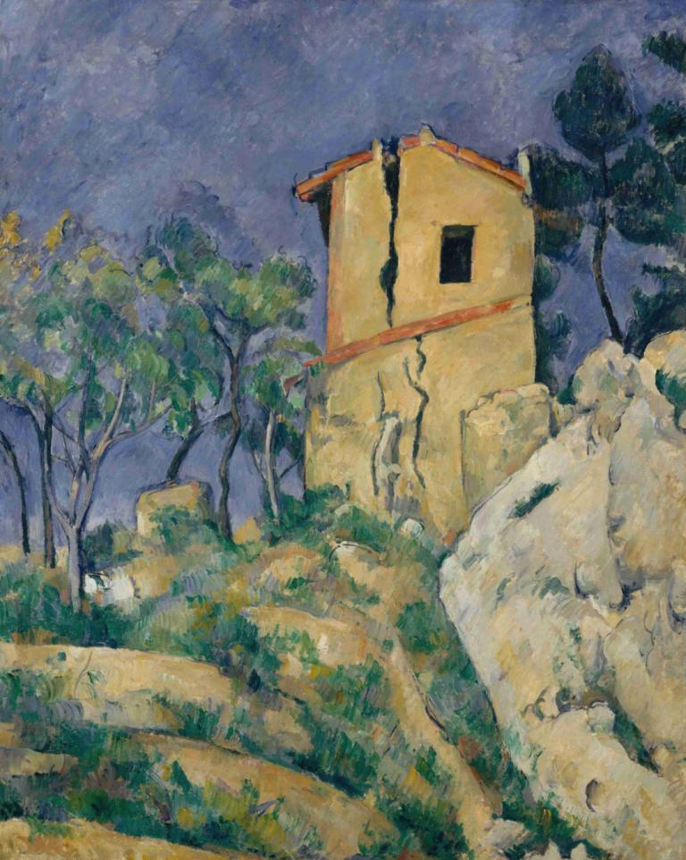 The House with the Cracked Walls,Casa cu pereții crăpați,Paul Cézanne,Pictura in ulei,Pictura in ulei