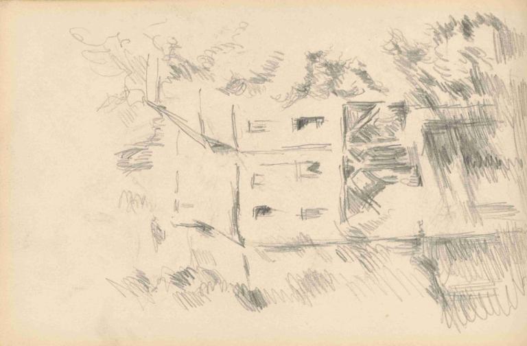 The Mill,Moara,Paul Cézanne,Schiță,Schiță, monocrom, copac, media tradițională, nici oameni, schiță