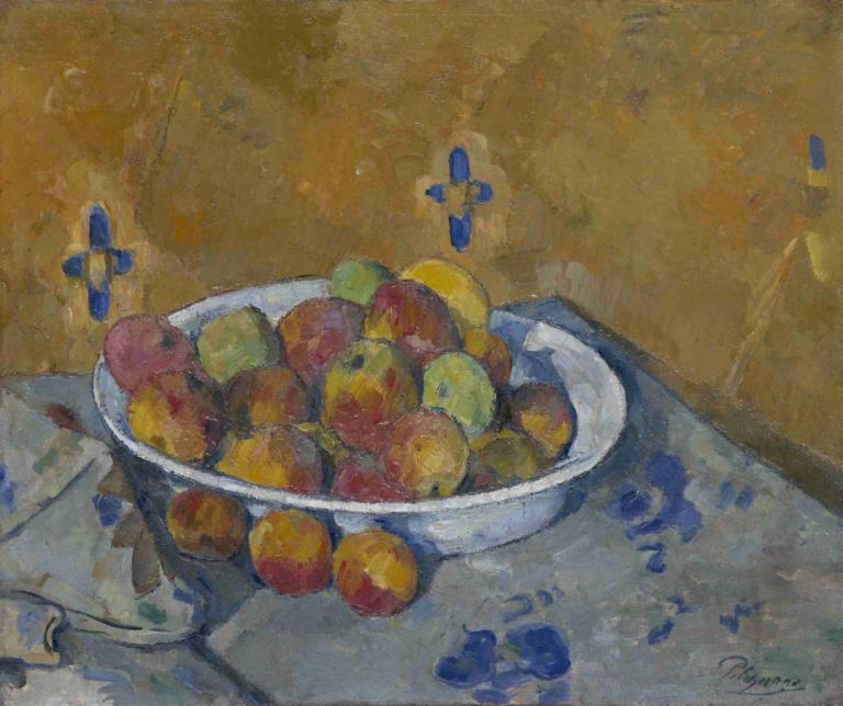 The Plate of Apples,Farfuria de mere,Paul Cézanne,Pictura in ulei,Pictura in ulei, nici oameni, alimente