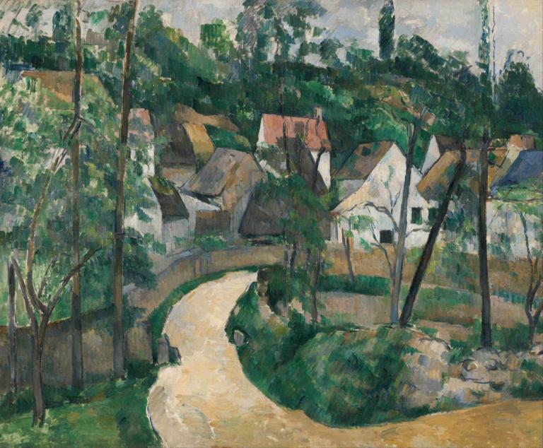 Turn in the Road,도로에서 회전,Paul Cézanne,폴 세잔,오일 페인팅,오일 페인팅, 인간은 없어, 옥외, 나무, 전통 미디어, 경치, 회화 (중), 낮, 도로