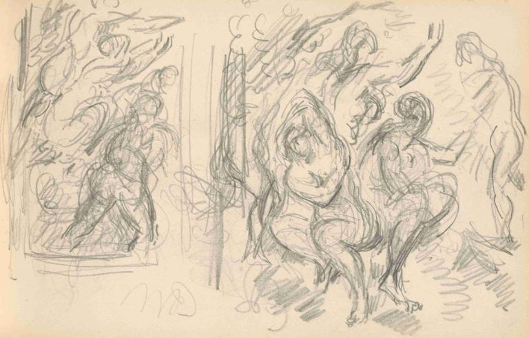 Two Studies for 'The Judgement of Paris' or 'The Amorous Shepherd',對《巴黎審判》或《多情牧羊人》的兩點思考,Paul Cézanne,保羅·塞尚,素描