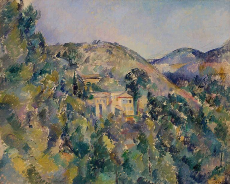 View of the Domaine Saint-Joseph,聖約瑟大教堂的景色,Paul Cézanne,保羅·塞尚,油畫,油畫, 戶外, 繪畫（中）, 傳統媒體, 獨奏, 風景, 水彩（中）, 黑髮, 常設