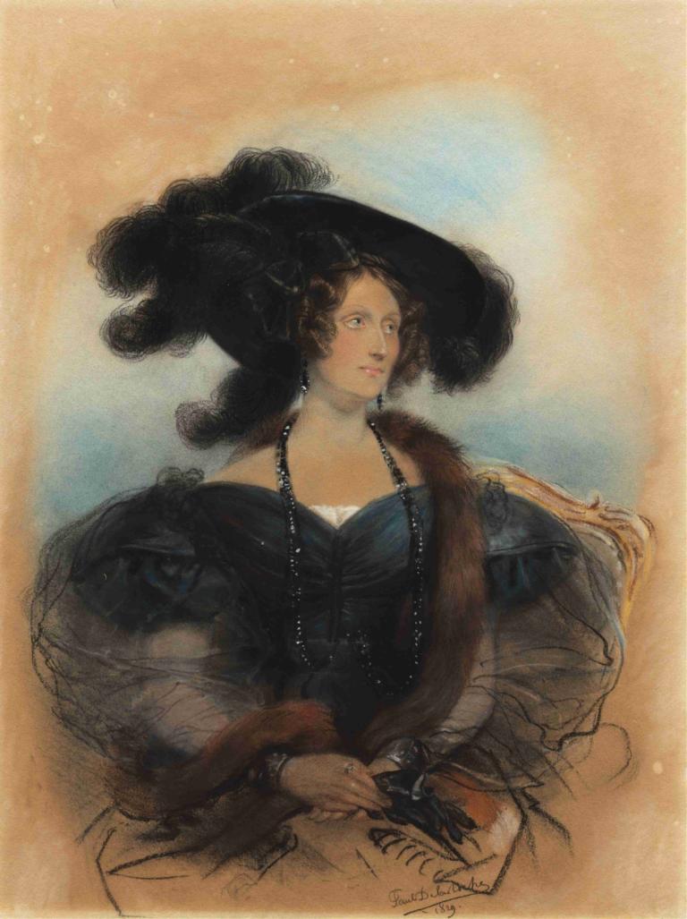 Jane Jarvis,Paul Delaroche,Pittura ad olio,Pittura ad olio, 1 ragazza, assolo, cappello, gioielleria, vestito