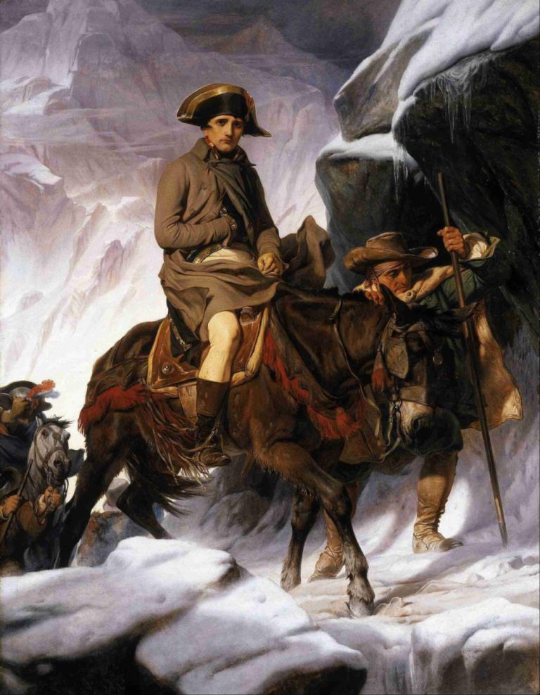 Napoleon Crossing the Alps,Napolyon Alpleri Geçiyor,Paul Delaroche,Yağlı boya,Yağlı boya, atış, şapka, binme