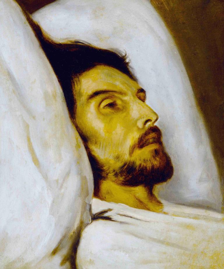 Portrait d'homme sur son lit de mort, autrefois dit Armand Carrel,死の床にある男の肖像、旧名アルマン・カレル,Paul Delaroche