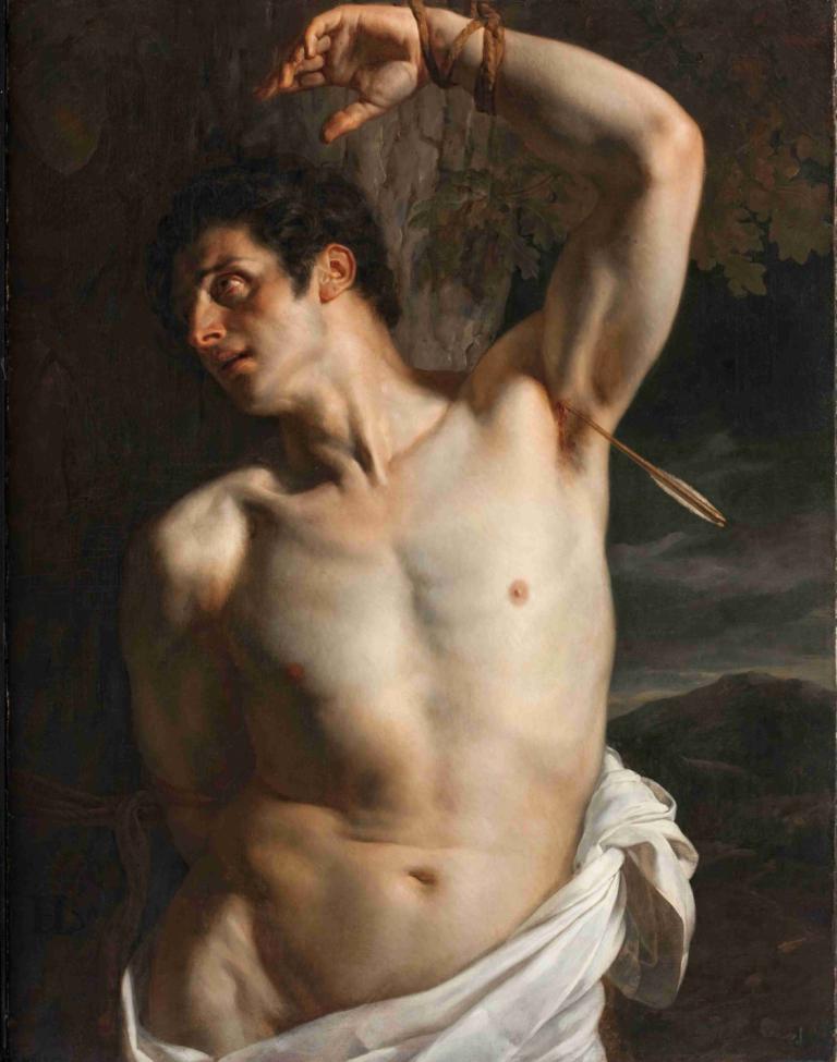 Saint Sebastian,Svatý Šebestián,Paul Delaroche,Olejomalba,Olejomalba, 1 kluk, mužské zaměření