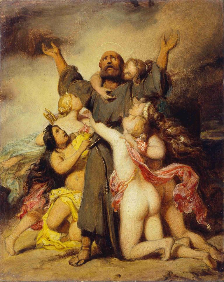 The Temptation of Saint Anthony,Godaan Santo Antonius,Paul Delaroche,Lukisan cat minyak,Lukisan cat minyak