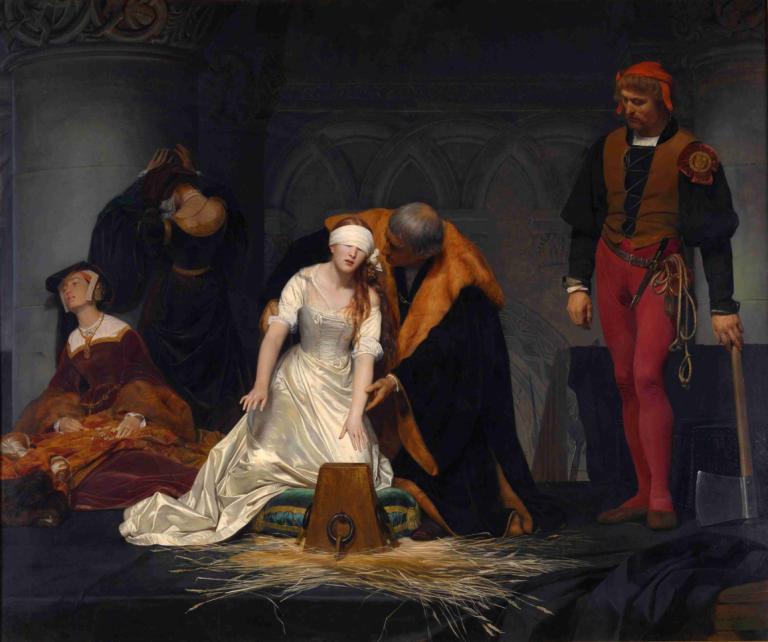 The execution of Lady Jane Grey in the Tower of London in the year 1554,1554 年简-格雷夫人在伦敦塔被处死,Paul Delaroche