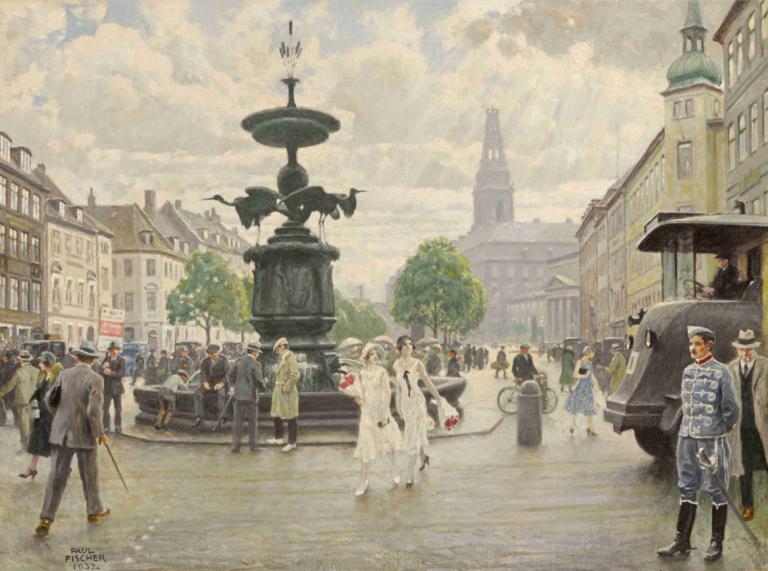 The Bustling Amager Square, Cophenhagen,Alun-alun Amager yang ramai, Cophenhagen,Paul Fischer