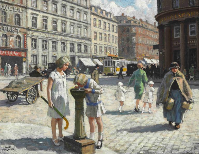 Ved Trianglen i København en varm sommerdag,En Trianglen, Copenhague, un caluroso día de verano,Paul Fischer