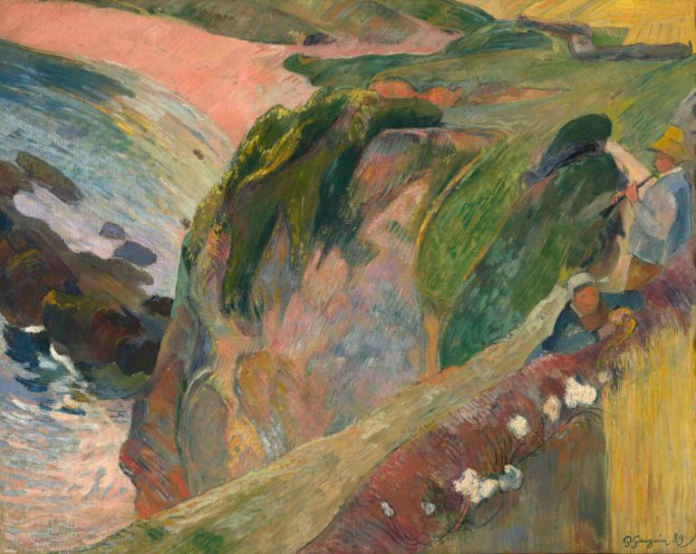 Above The Sea,Nad morzem,Paul Gauguin,Obraz olejny,Obraz olejny, tradycyjne media, posiedzenie, kwiat