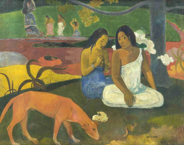 Arearea,Περιοχή,Paul Gauguin,Ελαιογραφία,Ελαιογραφία, πολλά κορίτσια, παρωδία καλών τεχνών, δέντρο