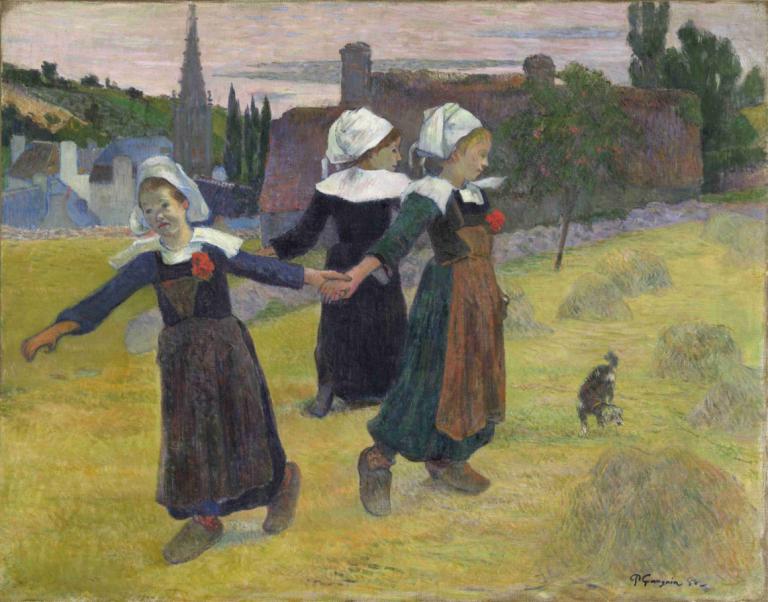 Breton Girls Dancing,Pont-Aven,Paul Gauguin,Peinture à l'huile,Peinture à l'huile, plusieurs filles, robe