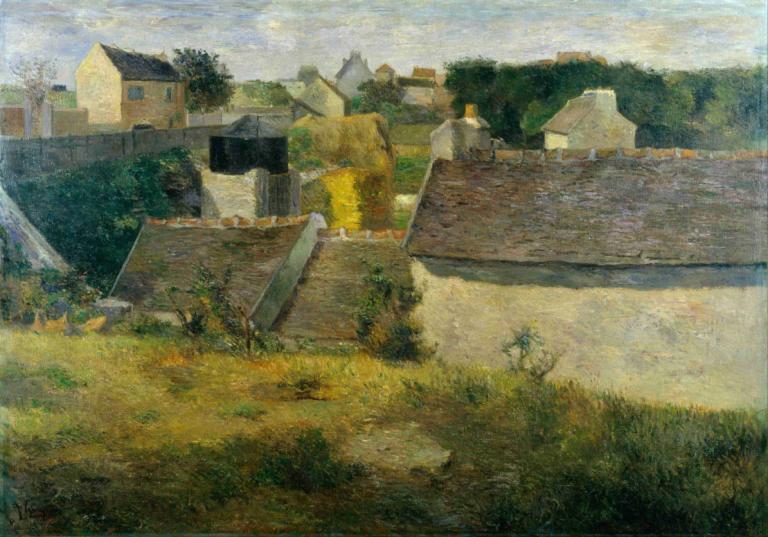 Houses at Vaugirard,Huizen in Vaugirard,Paul Gauguin,Olieverf,Olieverf, geen mensen, buitenshuis, landschap