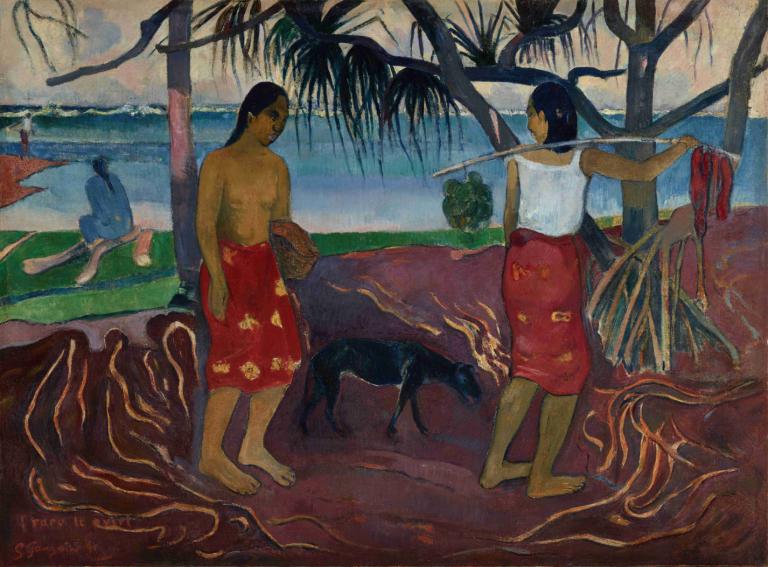 I Raro te Oviri (Under the Pandanus),I Raro te Oviri (Sotto il Pandano),Paul Gauguin,Pittura ad olio