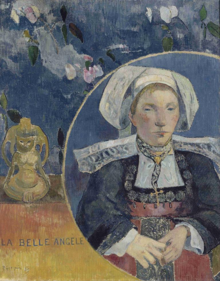 La Belle Angèle,Paul Gauguin,Pittura ad olio,Pittura ad olio, fiore, attraverso, capelli biondi