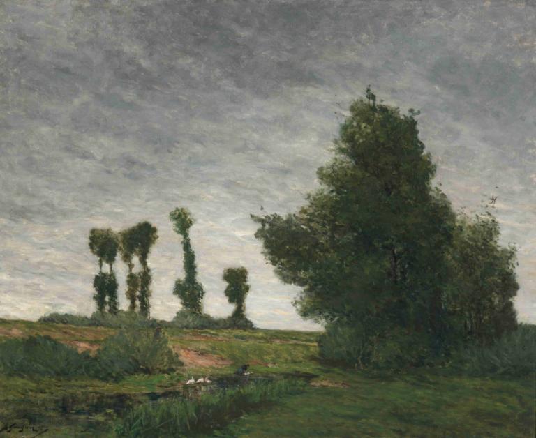 Landscape with Poplars,Landschap met populieren,Paul Gauguin,Olieverf,Olieverf, landschap, geen mensen