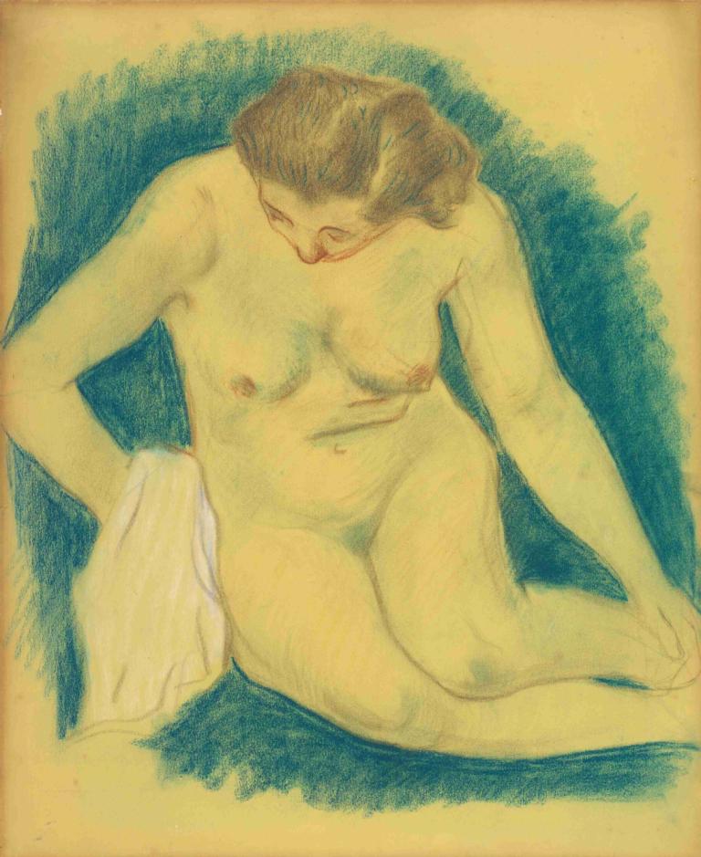 Seated Nude Seen From Above,Sedící Nah Při Pohledu Shora,Paul Gauguin,Olejomalba,Olejomalba, 1 dívka, sólo