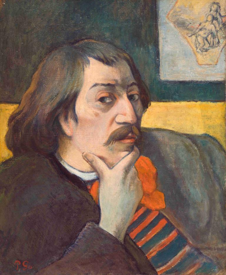 Self Portrait,Autoportrét,Paul Gauguin,Olejomalba,Olejomalba, 1 kluk, mužské zaměření, sólo, vousy, knír