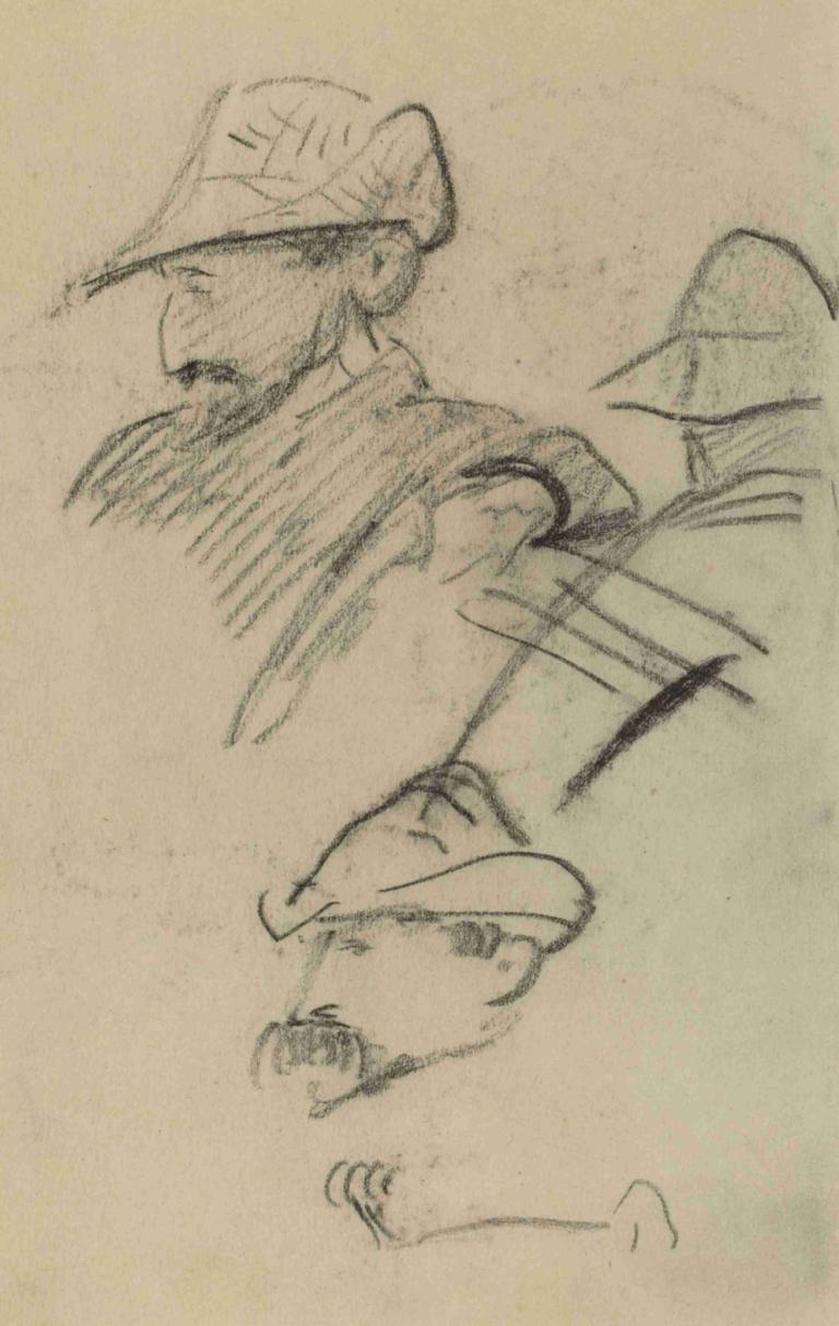 Three Studies of a Man Wearing a Hat (recto),Trois études d'un homme portant un chapeau (recto),Paul Gauguin