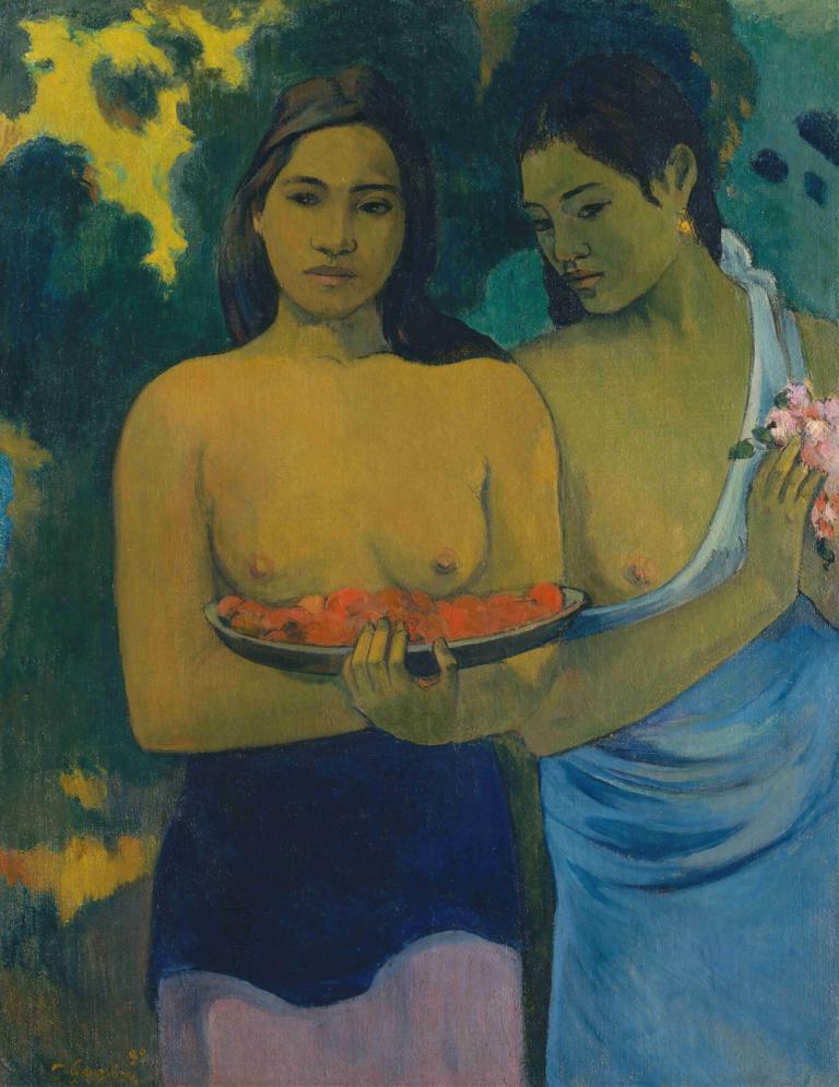 Two Tahitian Women,Deux femmes tahitiennes,Paul Gauguin,Peinture à l'huile,Peinture à l'huile, les mamelons