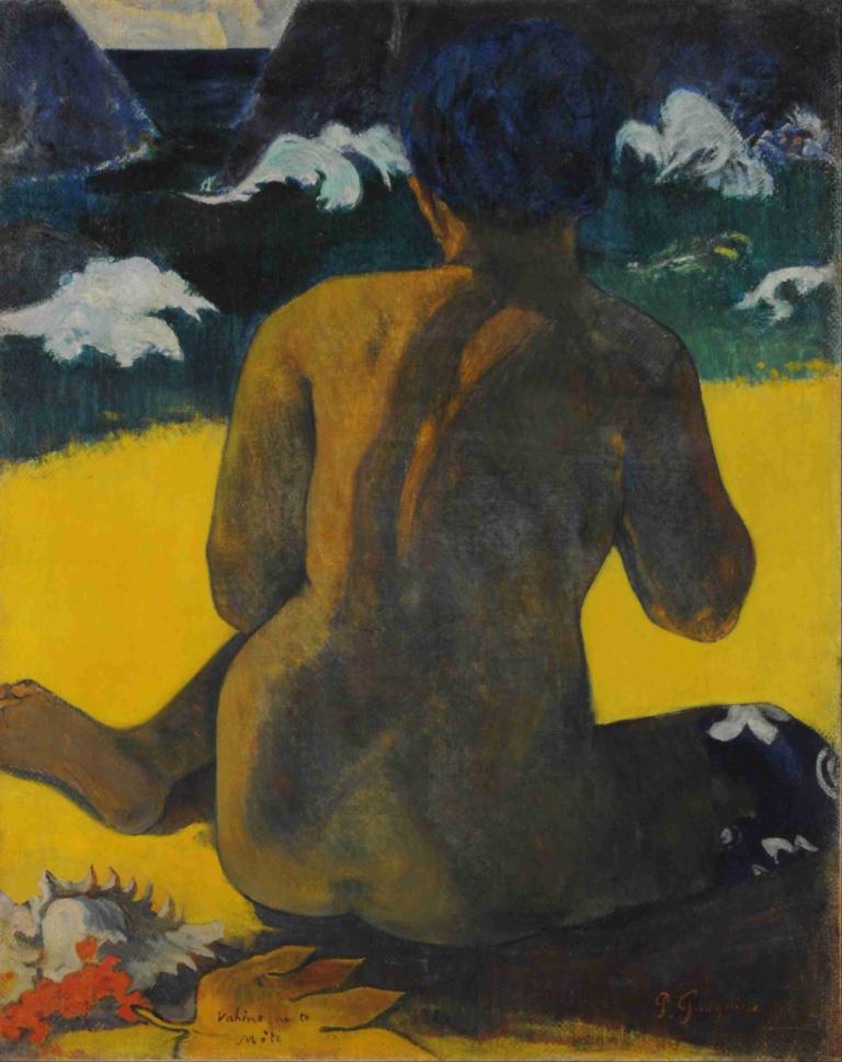 Vahine no te miti,Paul Gauguin,Peinture à l'huile,Peinture à l'huile, 1garçon, foyer masculin, séance, nu