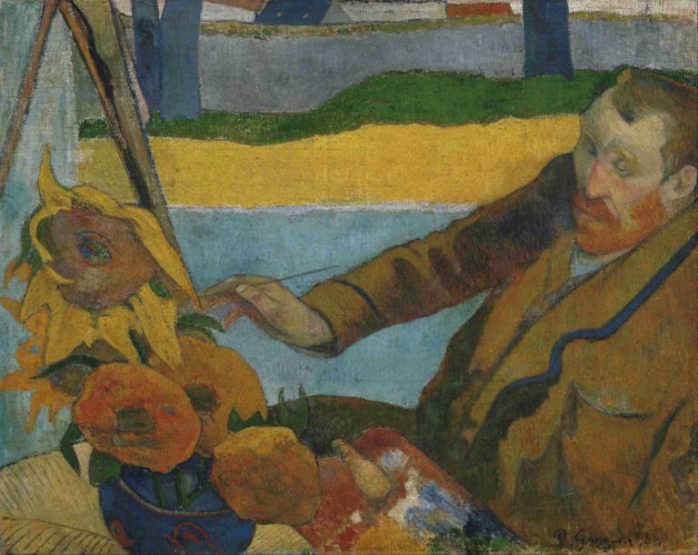 Vincent van Gogh painting sunflowers,Vincent van Gogh schilderde zonnebloemen,Paul Gauguin,Olieverf,Olieverf