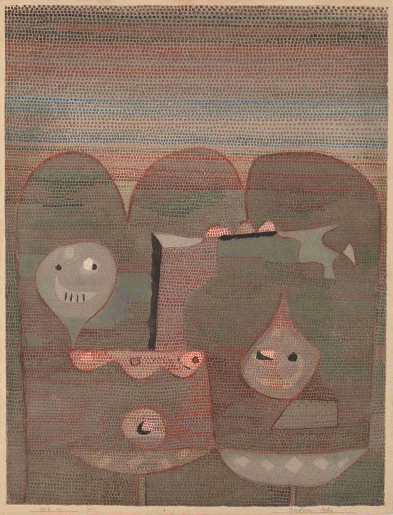 Barbarian Sacrifice,Barbar Kurbanı,Paul Klee,Yağlı boya,Yağlı boya, insan yok, tutma, hayalet