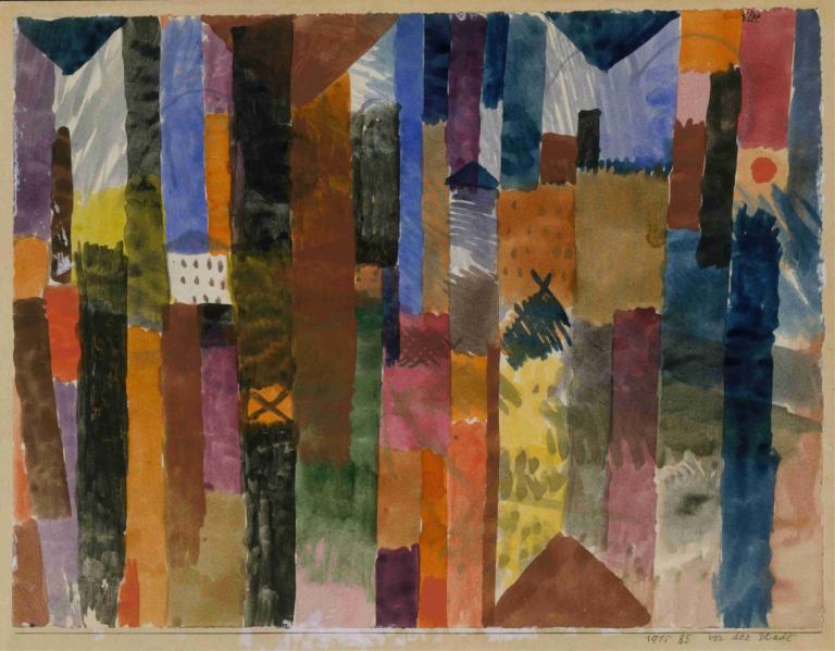 Before the Town,Paul Klee,Oil Painting,Oil Painting, no humans, traditional media, abstract, outdoors