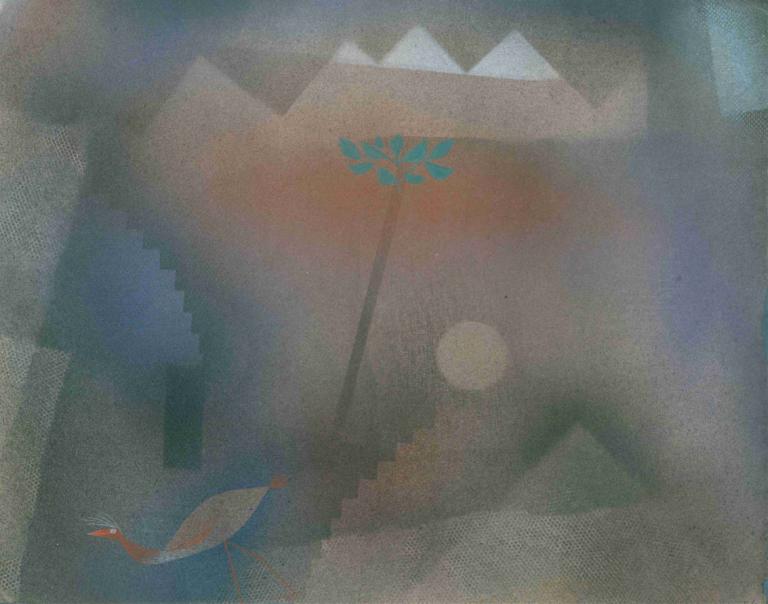 Bird Wandering Off,Paul Klee,Oil Painting,Oil Painting, solo, no humans, pokemon (creature), outdoors, 1girl