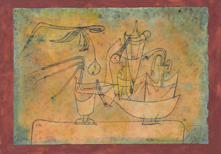 Birnen-Destillation (Distillation of Pears),Paul Klee,Oil Painting,Oil Painting, solo, no humans