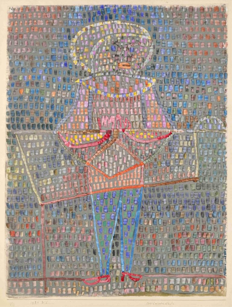 Boy in Fancy Dress,Anak laki-laki dengan pakaian mewah,Paul Klee,Lukisan cat minyak,Lukisan cat minyak