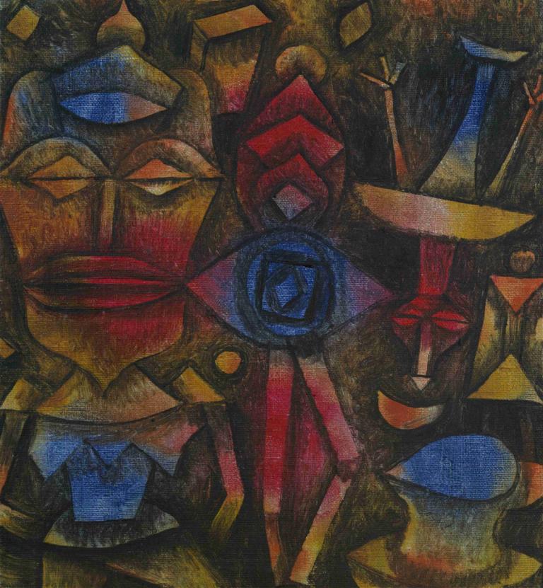 Collection of Figurines,Paul Klee,Oil Painting,Oil Painting, traditional media, blue rose, blue flower