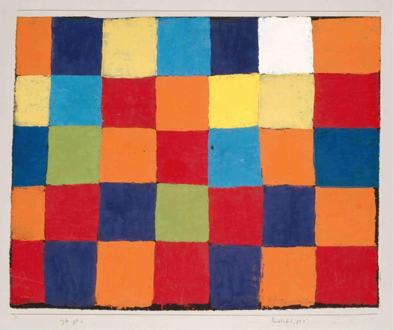 Color chart 'Qu 1',Barvna tabela 'Qu 1',Paul Klee,Oljna slika,Oljna slika, solo, meja, brez ljudi