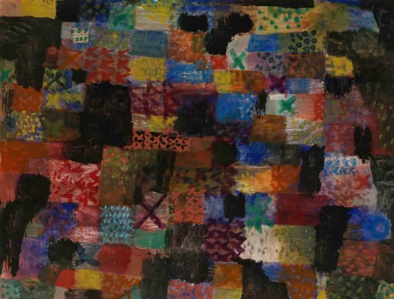 Deep Pathos,Tiefes Pathos,Paul Klee,Ölgemälde,Ölgemälde, abstrakt, bunt, 1Mädchen, Solo