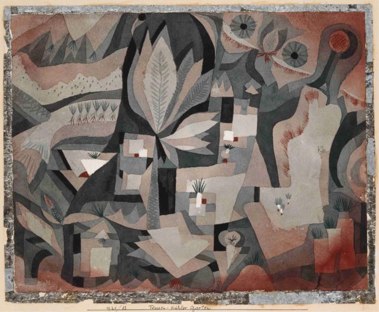 Dry-cool garden,Vrt s suhim hlajenjem,Paul Klee,Oljna slika,Oljna slika, povzetek, nadrealistično, brez ljudi