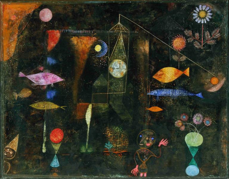 Fish Magic,Magija rib,Paul Klee,Oljna slika,Oljna slika, cvet, tradicionalni mediji, slikanje (srednje)