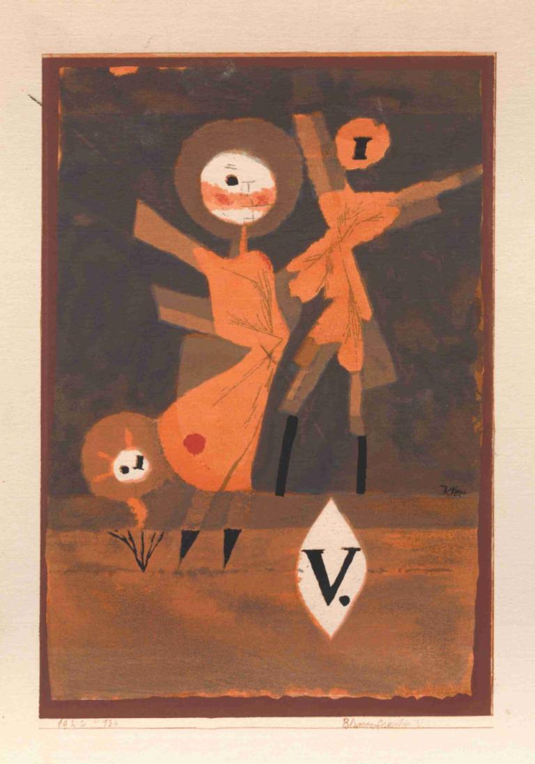 Flower Family V.,Družina cvetja V.,Paul Klee,Oljna slika,Oljna slika, rdečilo, stoji, govorni oblaček