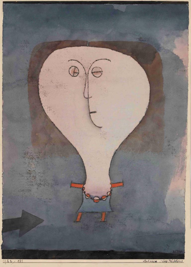 Fright of a Girl,Der Schrecken eines Mädchens,Paul Klee,Ölgemälde,Ölgemälde, Solo, keine Menschen, Grenze