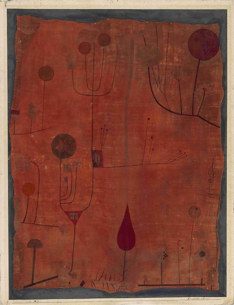 Fruits on Red,Owoce na czerwono,Paul Klee,Obraz olejny,Obraz olejny, żadnych ludzi, granica