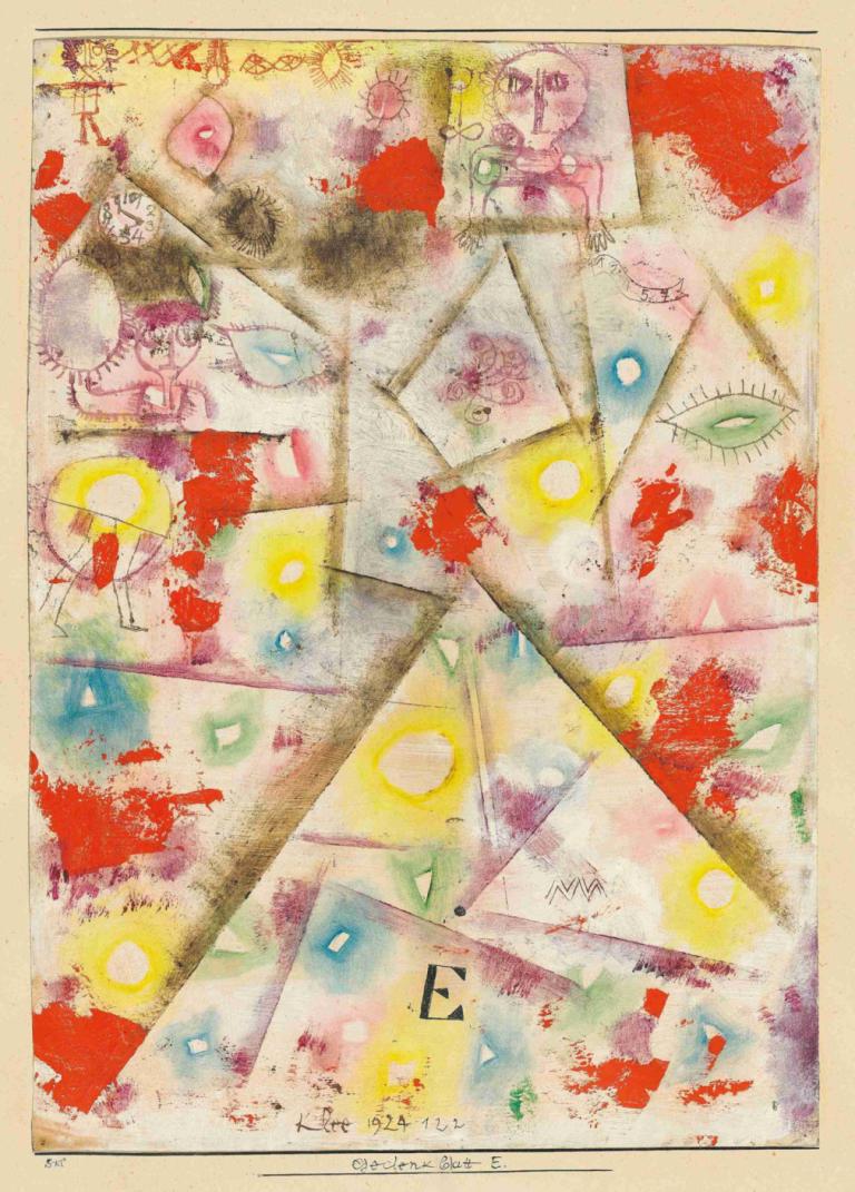 Gedenkblatt E,Paul Klee,Aquarell,Aquarell, Madotsuki, mehrere Mädchen, Blut, abstrakt, 1Mädchen, flechten