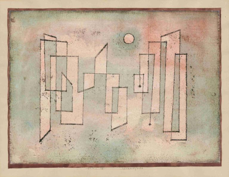 Grundfeste (Foundation),Paul Klee,Oliemaleri,Oliemaleri, ingen mennesker, måne, engelsk tekst, grænse