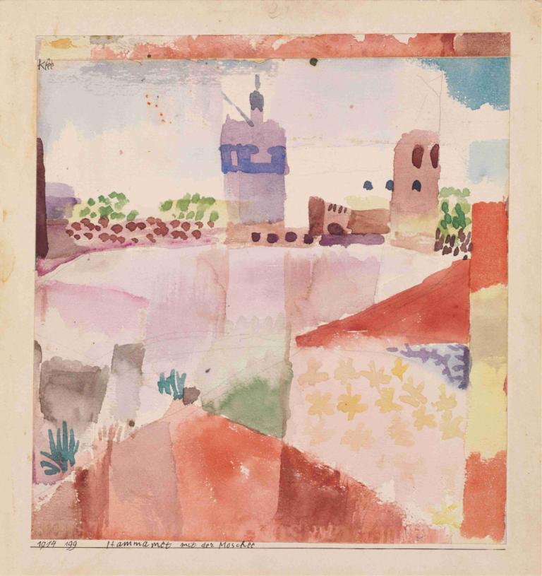 Hammamet with Its Mosque,Хаммамет с его мечетью,Paul Klee,Пауль Клее,Акварель,Акварель, нет людей