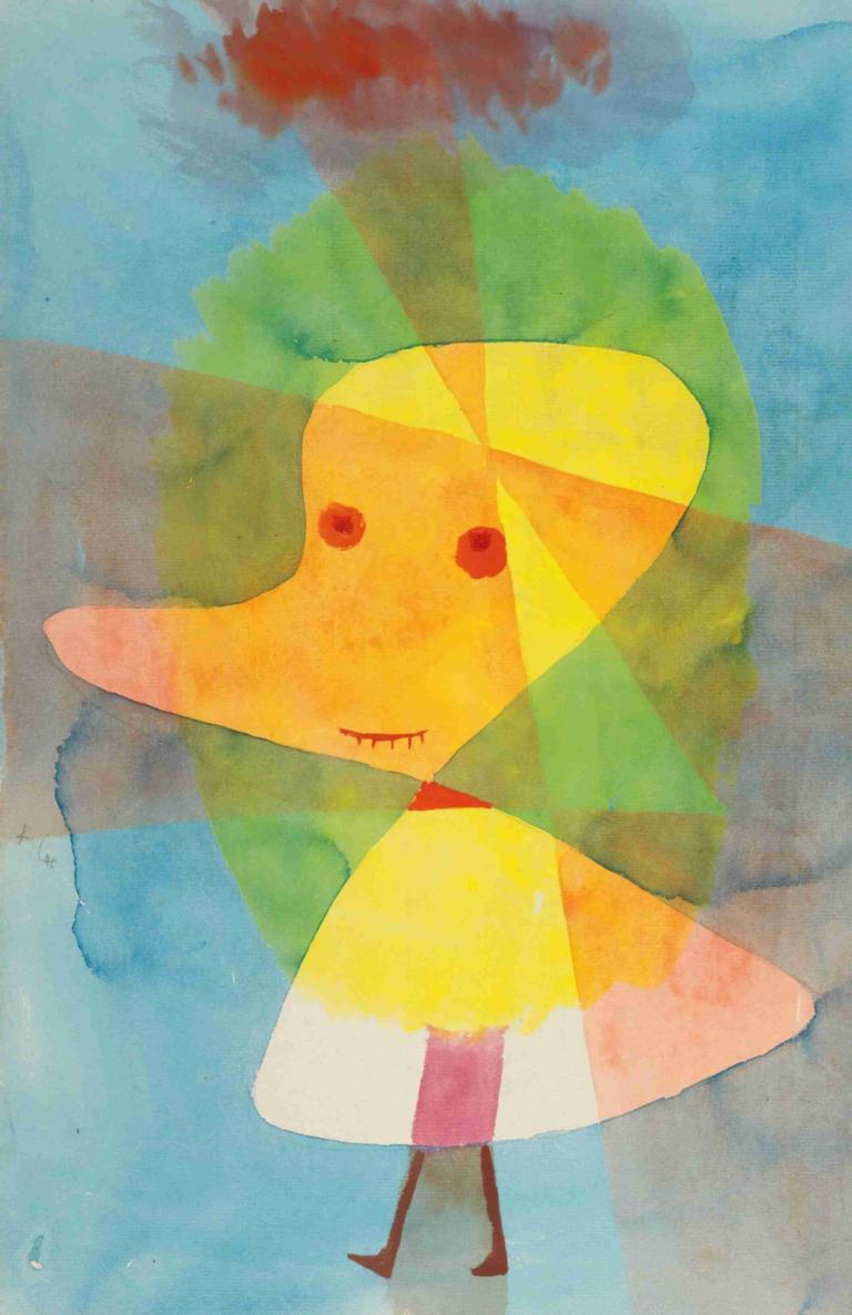 Kleiner Gartengeist (Small Garden Ghost),Paul Klee,Aquarell,Aquarell, Solo, lächeln, abstrakt